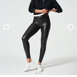 NEW! Spanx Faux Leather Leggings with Inner Fleece - XS